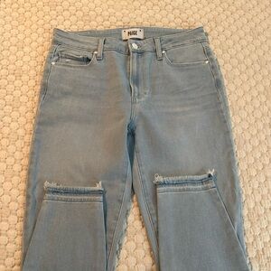 Paige light wash denim skinny jeans